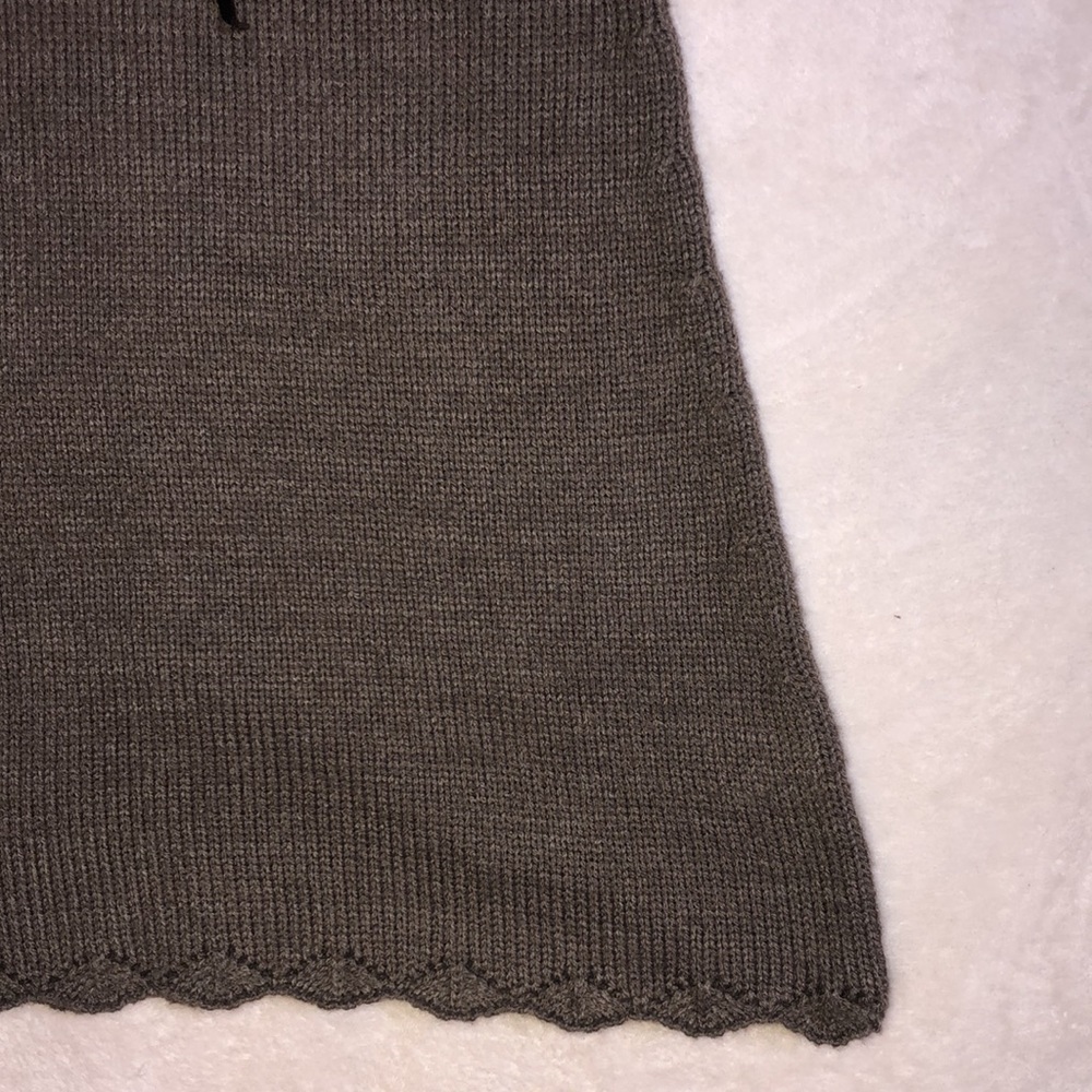 Mocha Brown Knit Bow V-Neck Long Sleeve Sweater Dress - Picture 4 of 6